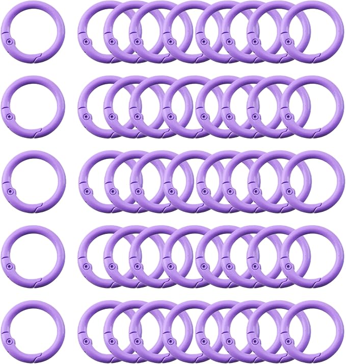 Carabiner Clip 48Pcs Purple Metal Key Ring Clip Circle Keychain Rings Bulk by KJMLDIY
