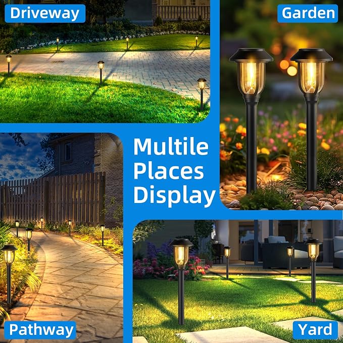 ILANCK Solar Pathway Lights Outdoor, 12 Pack Solar Lights Outdoor Waterproof - Image 7