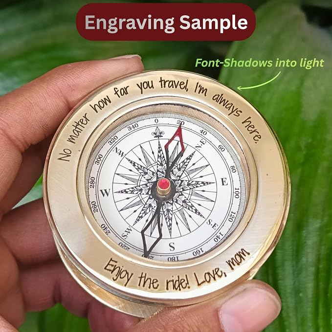Vintage Brass Compass with Wooden Box – Antique Navigation Compass - Image 2