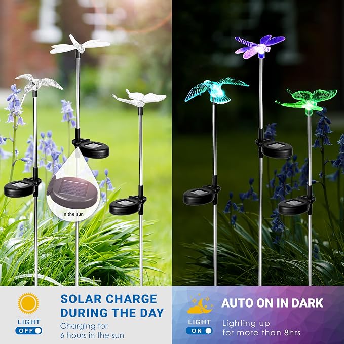 SOLPEX Solar Garden Lights, 3 Pack Solar Butterfly Lights Yard Decorations - Image 3