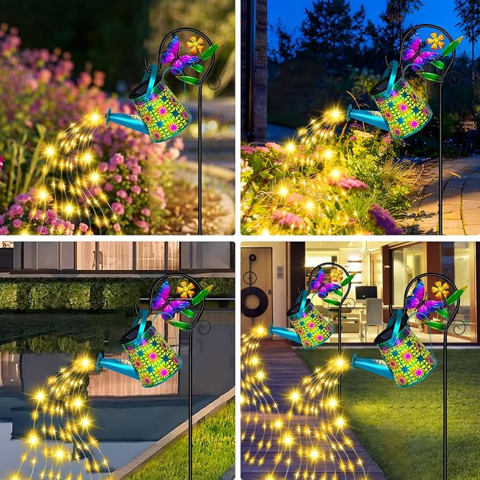 Solar Watering Can with Lights, Waterproof Solar Lantern with Butterfly - Image 4