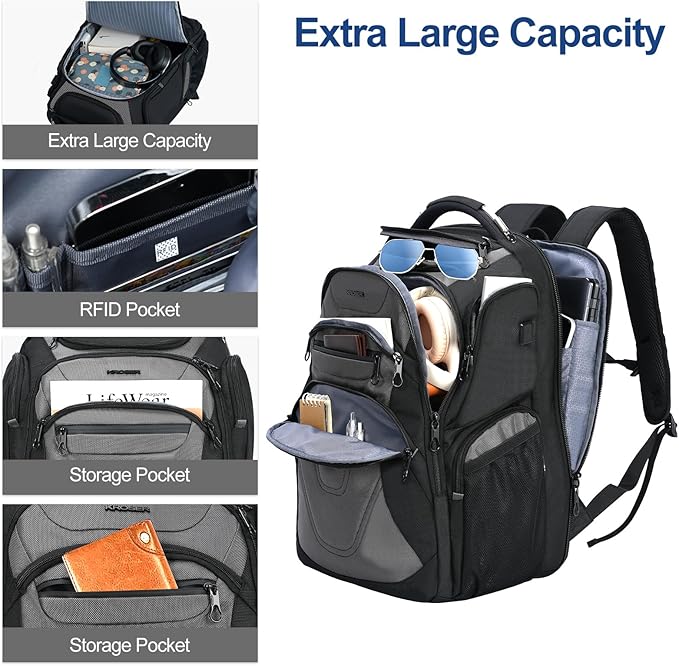KROSER Friendly Travel Laptop Backpack 18.4 inch XXXL Gaming Backpack - Image 3