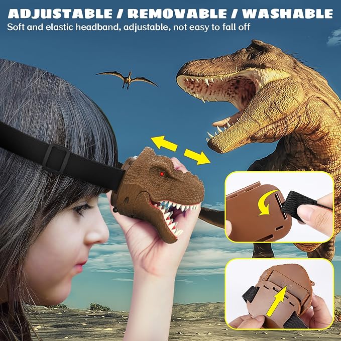 Dysaim Dinosaur Headlamp for Kids Head Lamp Outdoor Camping Essentials Gear - Image 7
