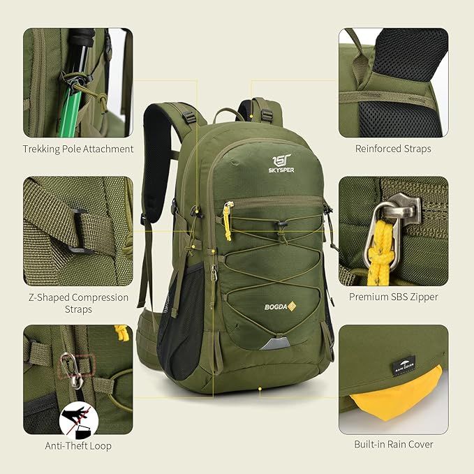 SKYSPER Hiking Backpack for Men Women, 35L Travel Backpack Waterproof Camping - Image 3