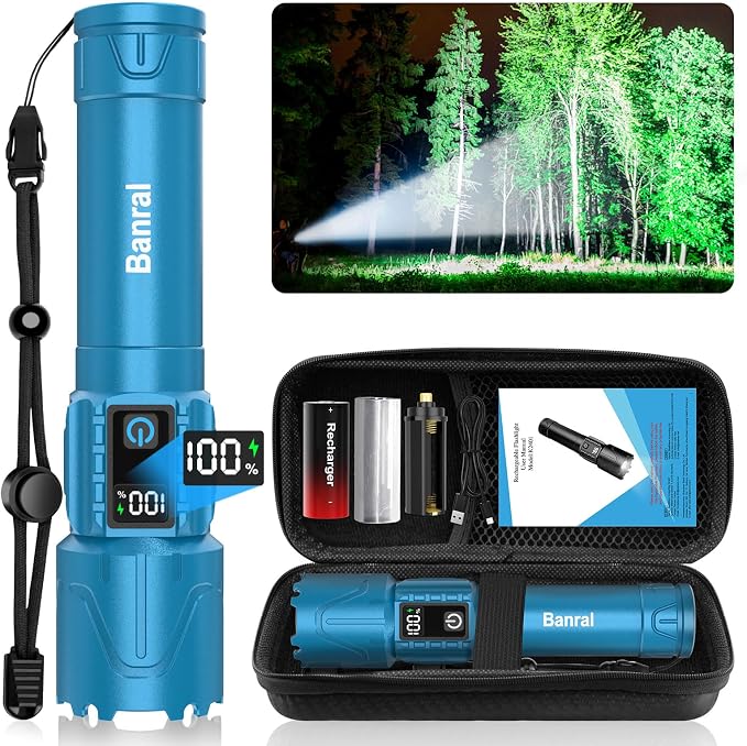 Rechargeable Tactical Flashlights 2000 High Lumens - 5000mAh Super Bright LED by Banral