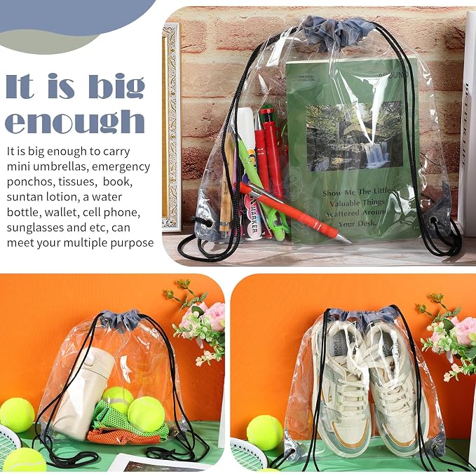 Shappy 30 Pcs Clear Drawstring Backpack, Plastic Waterproof Transparent Stadium - Image 4
