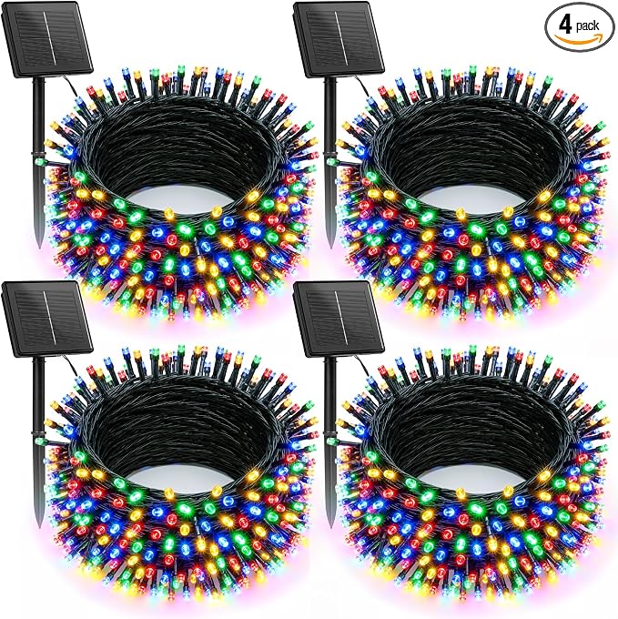 Brightown Solar Christmas Lights Outdoor, 4 Pack Total 184FT 480 LED Solar by Brightown