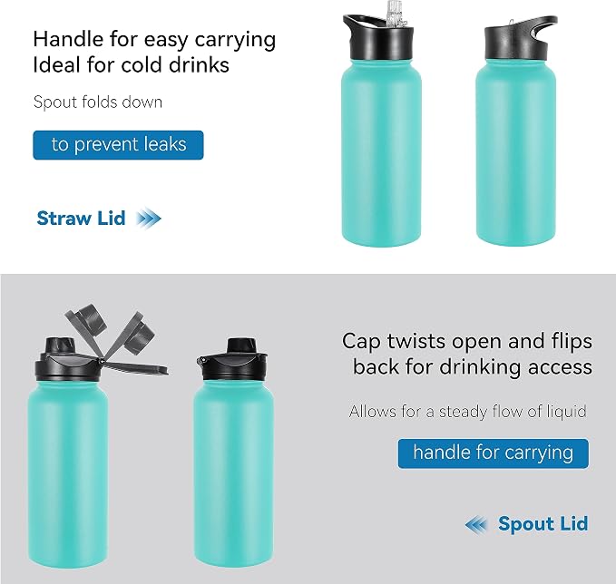 VEGOND 32 oz Insulated Water Bottle Bulk Stainless Steel Metal Water Bottles - Image 5