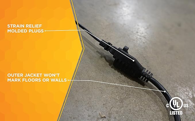 Woods Extension Cord | 15 Foot | Black | Pack of 4 - Image 4