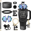 9PCS Black for Stanley Cup Accessories Set Bling Initials Bow Charms for by Unknown