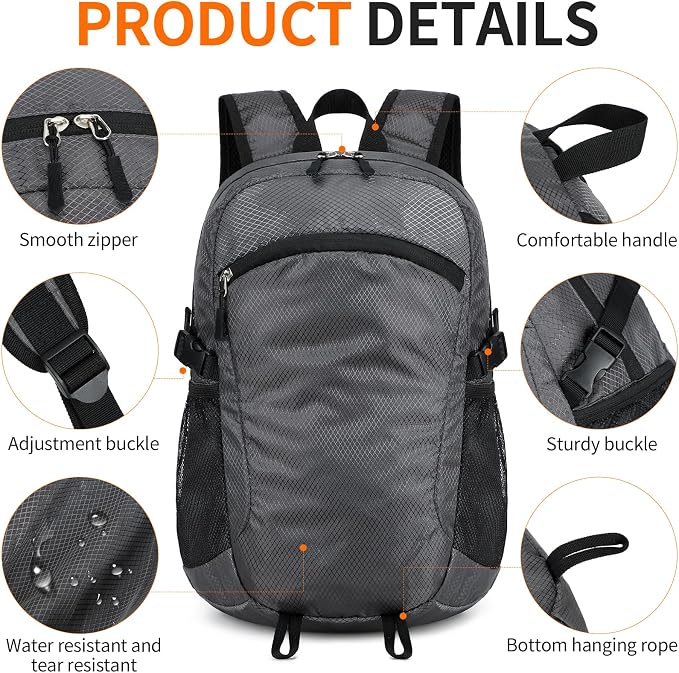 Small Hiking Backpack Travel Lightweight Hiking Packable Daypack - Image 6