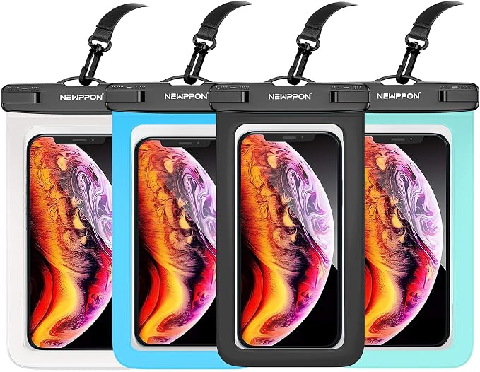 Waterproof Cell Phone Pouch : 4 Pack Float Clear Cell Holder Protector by Newppon