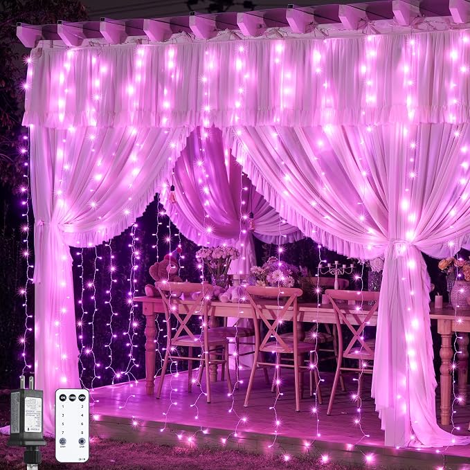 JMEXSUSS 300 LED Curtain Lights Plug in by JMEXSUSS