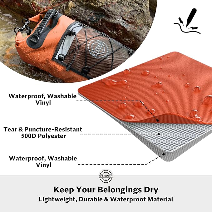 STOVER 5/10/25/30/40/55L Waterproof Dry Bag- Roll-Top Backpack w/Phone Case- - Image 2