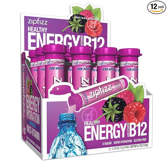 Zipfizz Daily Energy Drink Powder, 12 Pack | 3-in-1 Sustained Energy, Rapid by Zipfizz