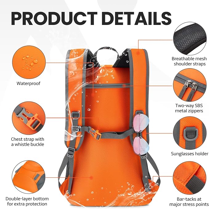 Venture Pal 40L Lightweight Packable Travel Hiking Backpack Daypack - Image 4