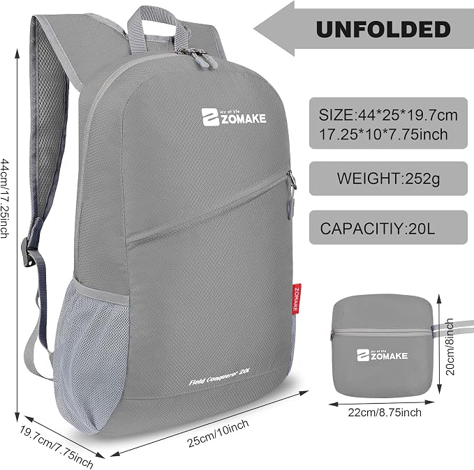 ZOMAKE Lightweight Packable Backpack, Foldable Backpacks Small Daypack - Image 2