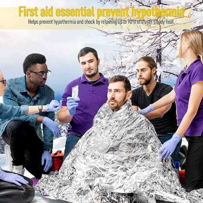 Kanayu 100 Pack Emergency Foil Thermal Blankets - Image 7