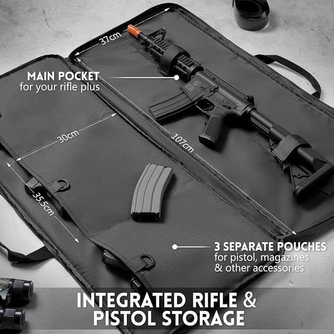 Single Rifle Case Bag, Tactical Padded Soft Gun Case w/MOLLE System, Wide - Image 4