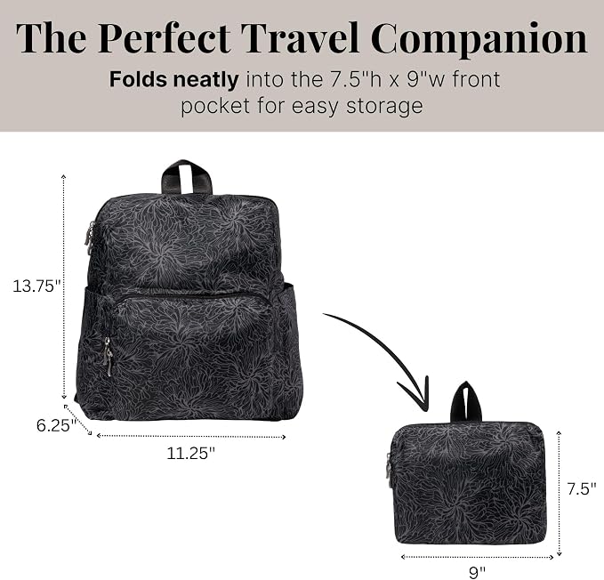Baggallini Women's Carryall Packable Backpack, Midnight Blossom - Image 3