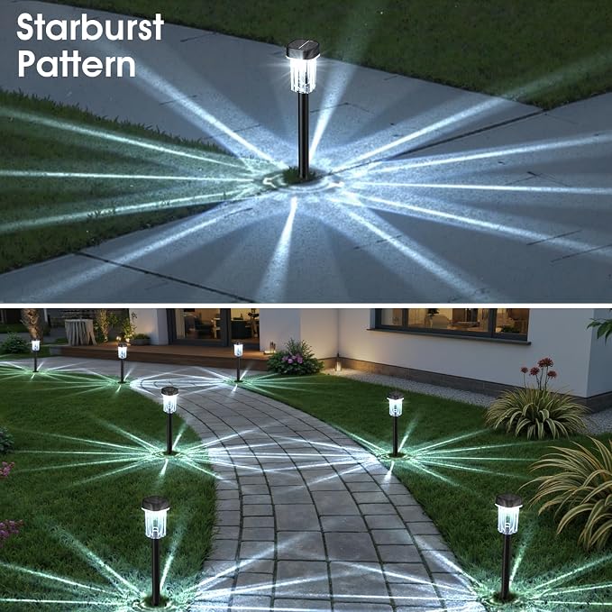 Outdoor Solar Lights for Yard 8 Pack, Solar Pathway Lights Waterproof 6000K - Image 7