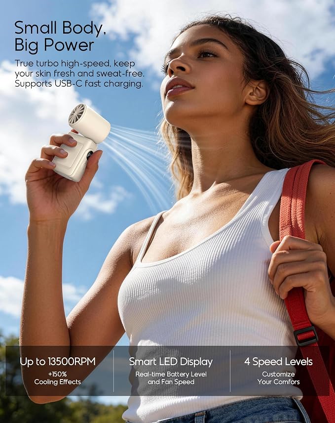 Portable Clip-On Mini Fan, Hands-Free, Turbo Personal Handheld Fans - Image 5
