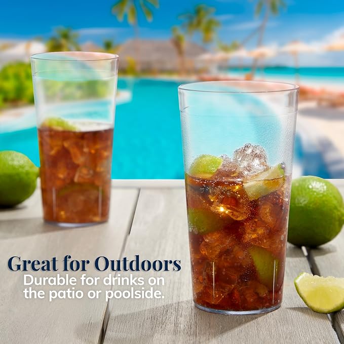US Acrylic Cafe Plastic Reusable Tumblers 20-ounce Water Cups in Clear | Value - Image 7