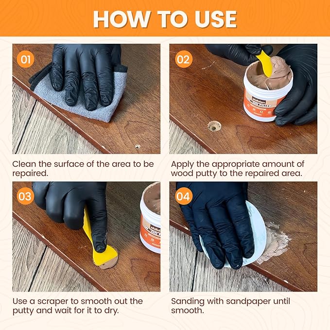 Wood Filler, Wood Repair Kit, 16 Ounce Paintable & Stainable Wood Putty Filler - Image 5