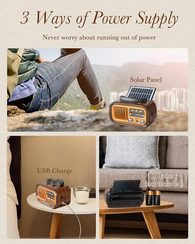 PRUNUS J-150 Portable Radio AM FM SW Bluetooth Speaker, Gifts - Image 2