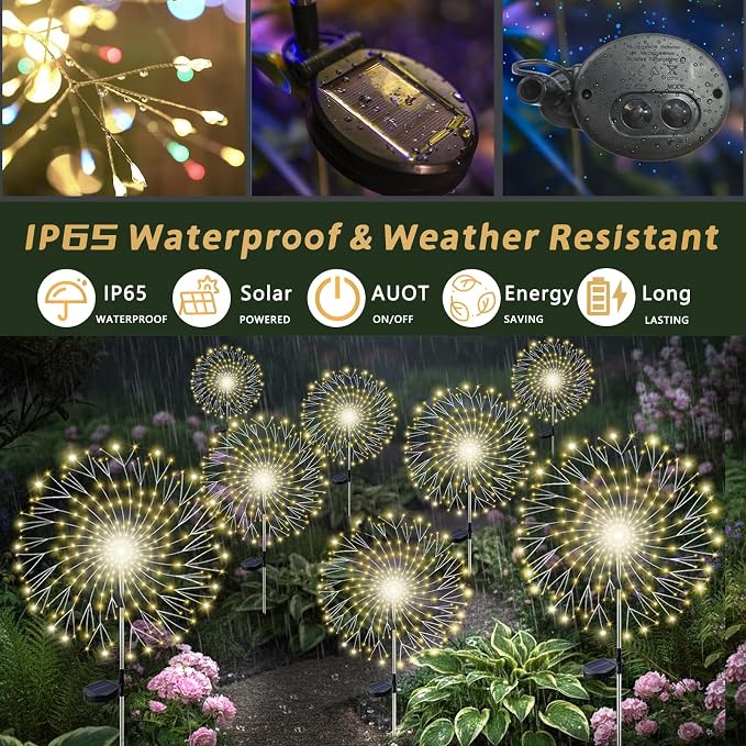210LED Solar Firework Lights, Waterproof Fairy Starburst Light - Image 5