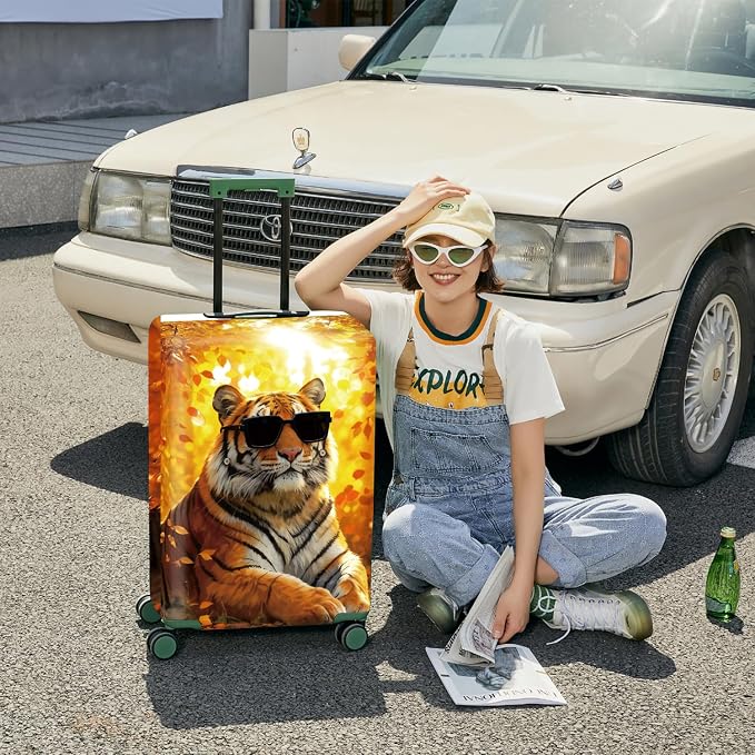 ANNA QUEEN Funny Cool Tiger Travel Luggage Cover -Stretchable Airplane Suitcase - Image 4