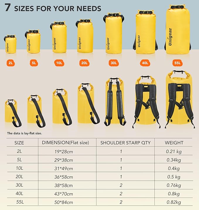 Unigear Dry Bag Waterproof, 2L/5L/10L/20L/30L/40L Floating and Lightweight Bags - Image 3