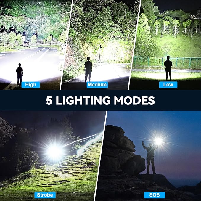 Kmivo Flashlight Rechargeable LED High Lumens, 000 Lumens Super Bright Flash - Image 6