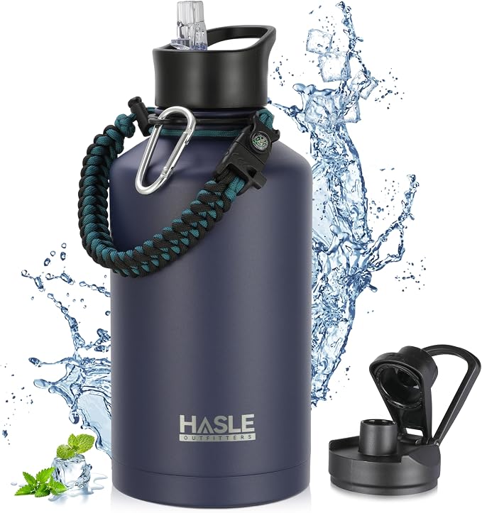 HASLE OUTFITTERS Half Gallon Insulated Water Bottles 64 oz, Stainless Steel by HASLEOUTFITTERS