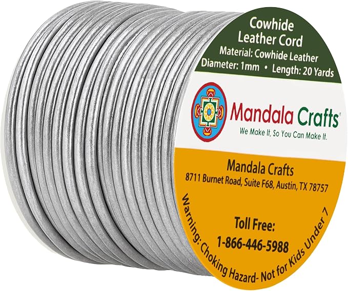 Mandala Crafts Round Genuine Silver Leather Cord by MandalaCrafts