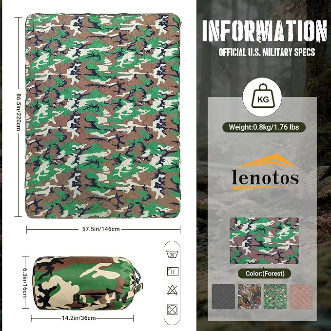 Lenotos Woobie Blanket, Thermal Insulated Military Poncho Liner, Water-Resistant - Image 2