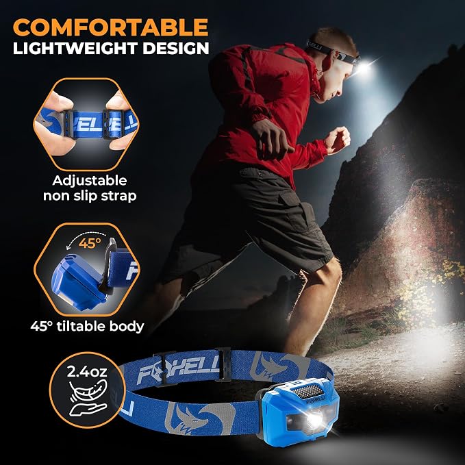 Foxelli USB‑C Rechargeable LED Headlamp – Ultra‑Light 2.4 oz & - Image 4
