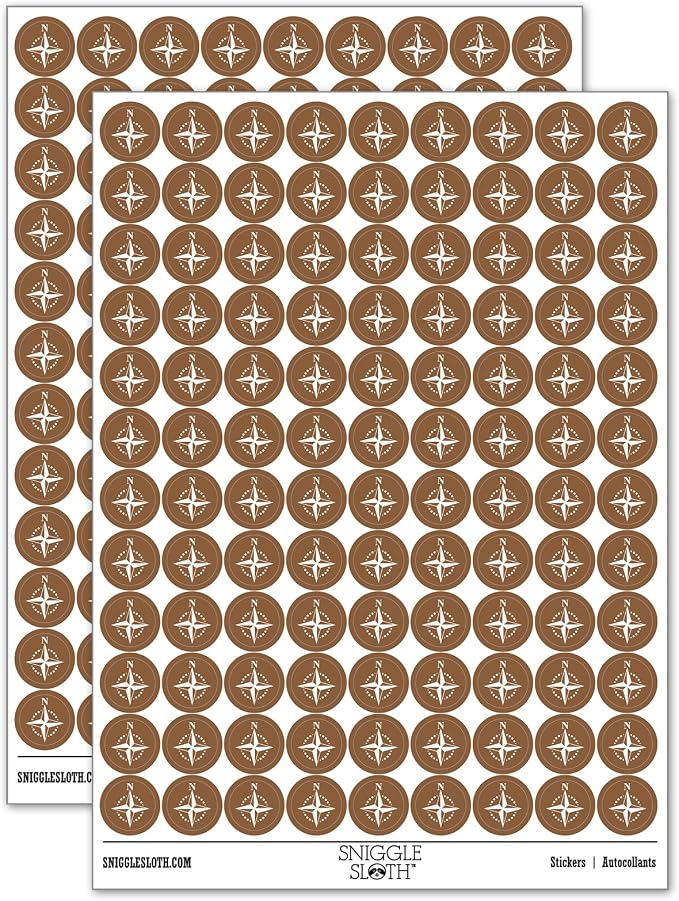 Compass Rose Nautical Star Navigation Map 200+ Round Stickers by Sniggle+Sloth