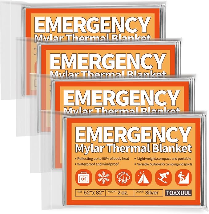 Emergency Blanket 4 Pack, Reflective Thermal Blanket, Space Mylar Blankets by Unknown