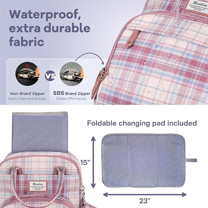 RUVALINO Diaper Bag Backpack, Large Capacity, Waterproof - Image 6