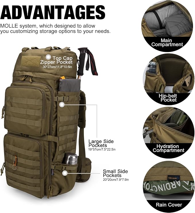 Mardingtop 75L Molle Hiking Internal Frame Backpacks - Image 3