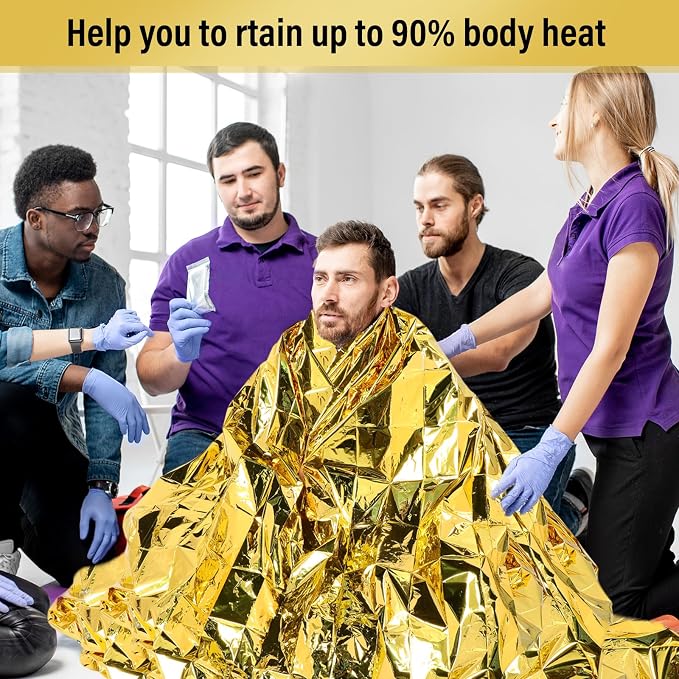 Chumia Emergency Thermal Blanket Bulk 83 x 63 Gigantic Foil Space Blanket - Image 6