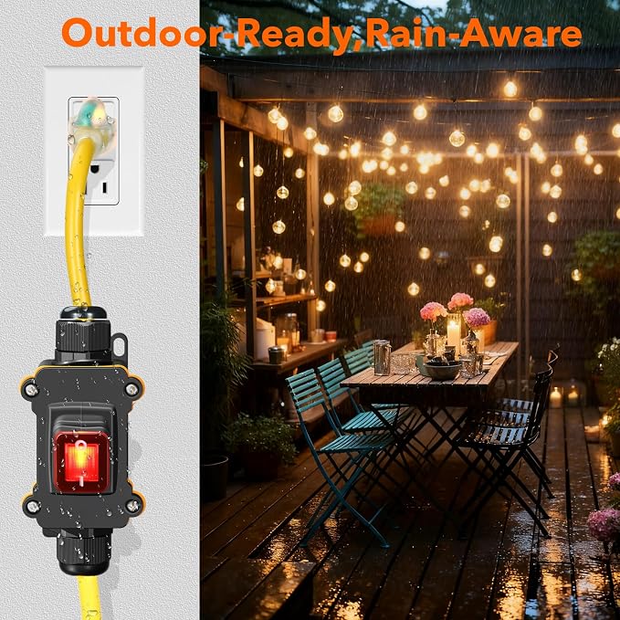Heavy Duty Extension Cord with On/Off Switch, Outdoor Waterproof Inline Power - Image 3