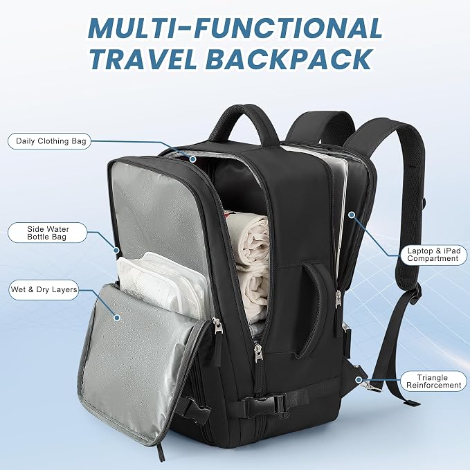 Beraliy Travel Backpack for Men Women, Carry On Backpack, 16 Inch Laptop - Image 3
