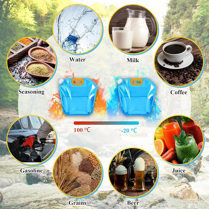 Tessco for you 12 Pack 1.3 Gallon Collapsible Water Storage Bag Water Container - Image 8