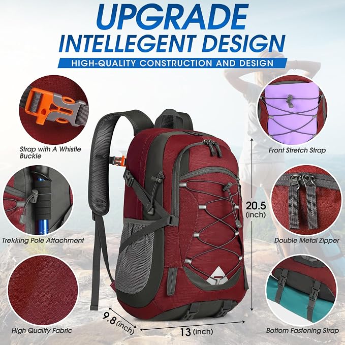 IGOLUMON Hiking Backpack 40L Packable Lightweight Camping Backpack Men Women - Image 2