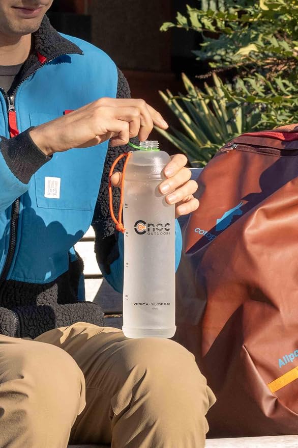 Cnoc Outdoors Vesica Collapsible Water Bottle 1 Liter Green, 28mm Thread - Image 3
