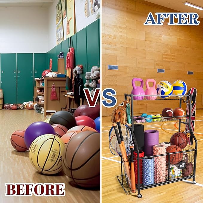 Mythinglogic Sports Equipment Garage Organizer, Garage Ball Storage - Image 6