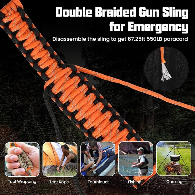 Double Braide 550LB Shotgun Sling 2 Point Paracord Rifle Sling, Non-Slip - Image 3