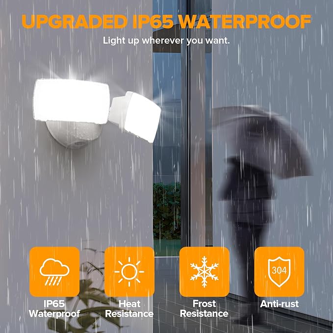 LUTEC 32W 3500LM Integrated Dual-Head LED Flood Light Outdoor, Switch - Image 5